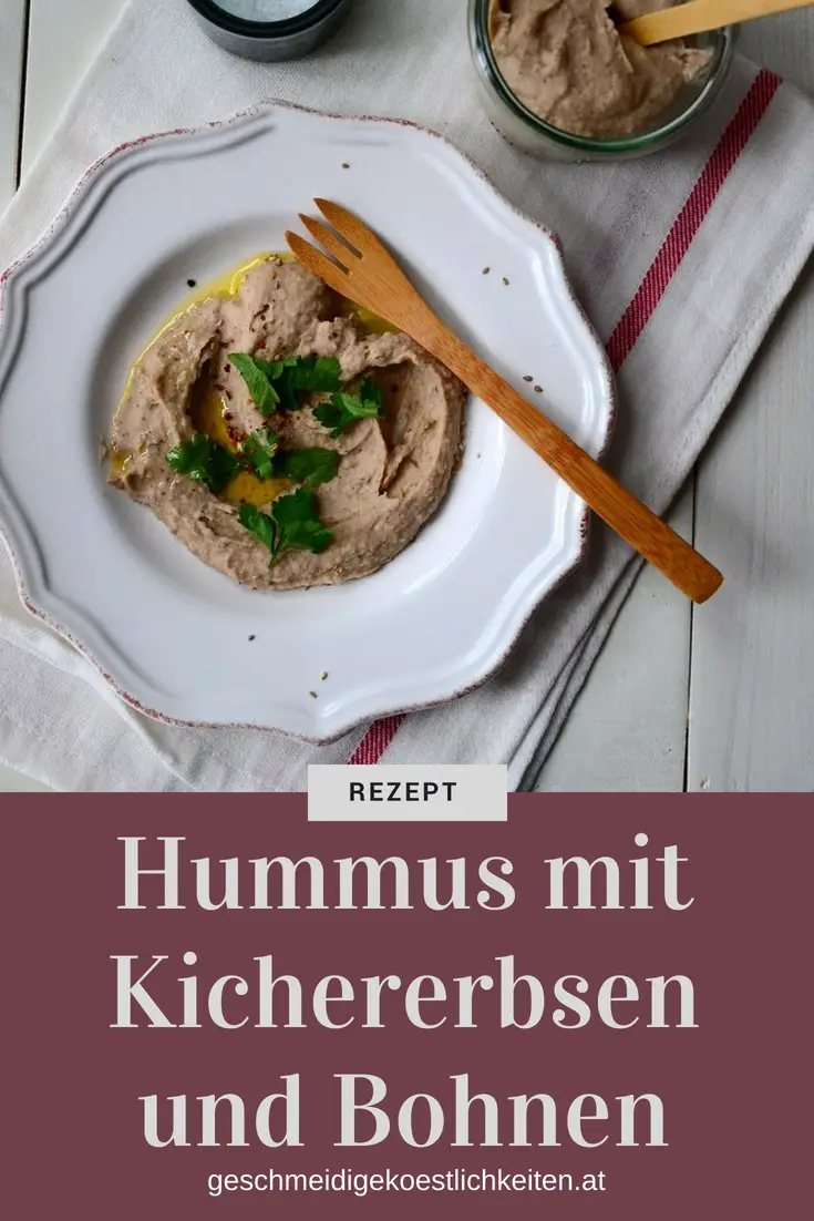 Hummus Variante mit Kichererbsen und weißen Bohnen. Das schmeckt richtig gut! #hummus #bohnen #vegan