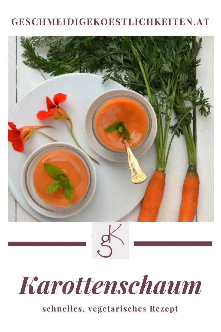 Sommerliches Rezept für Karottenschaum, weich und geschmeidig. #smoothfood #dysphagie #karotten