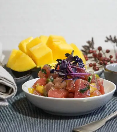 Thunfisch Tartar mit Mango, feine Vorspeise für die Feiertage